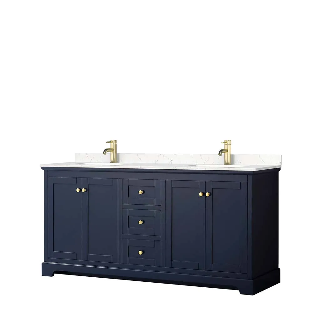 Avery 72 Inch Double Bathroom Vanity in Dark Blue