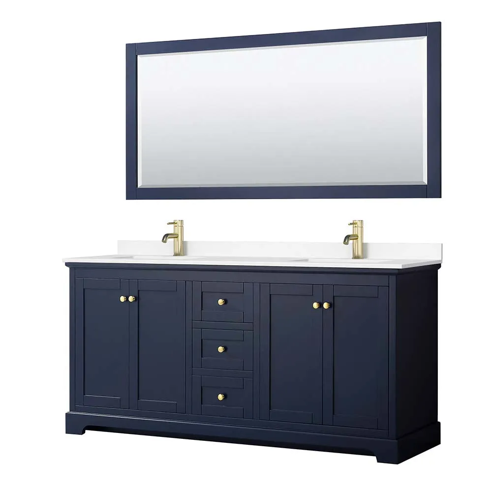 Avery 72 Inch Double Bathroom Vanity in Dark Blue