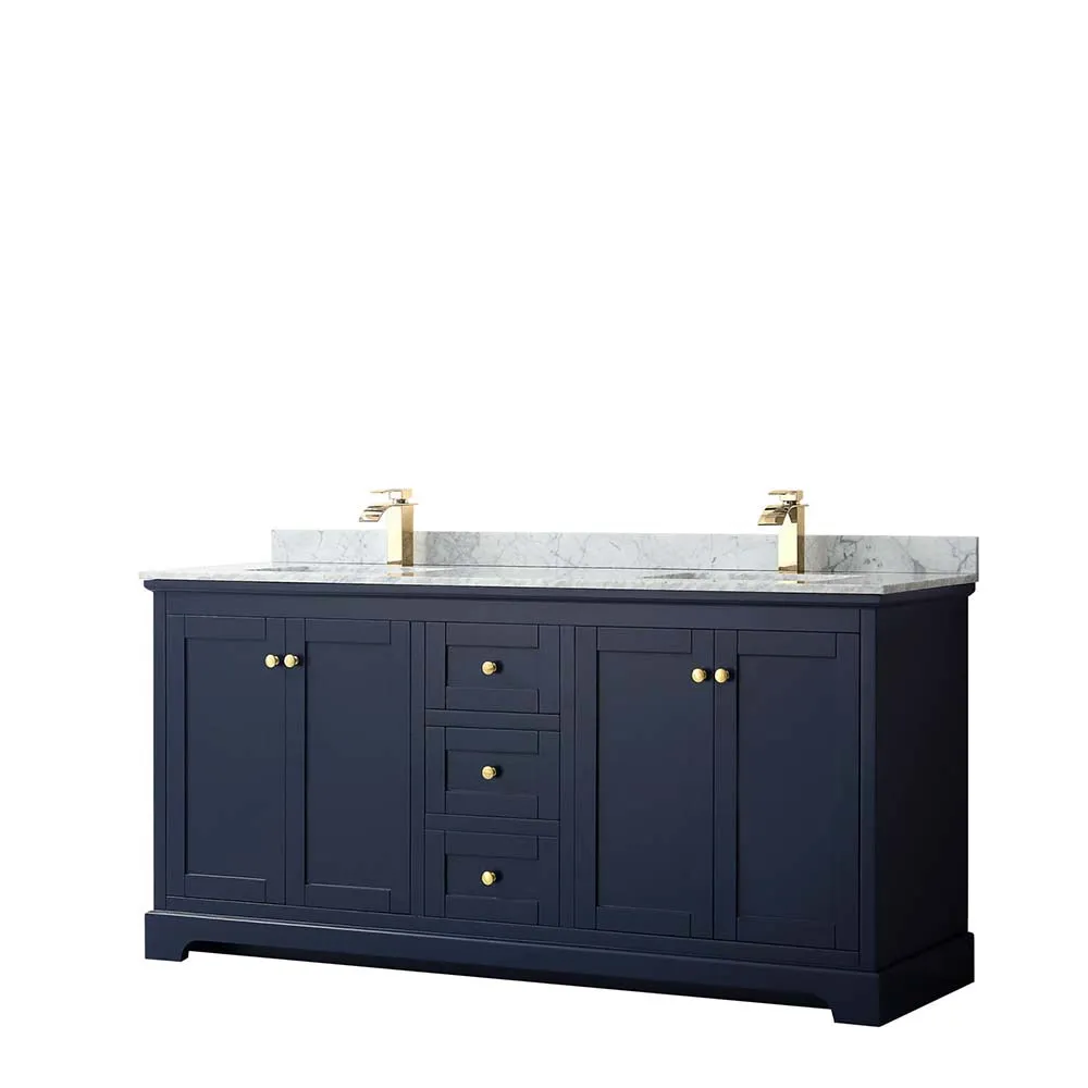 Avery 72 Inch Double Bathroom Vanity in Dark Blue