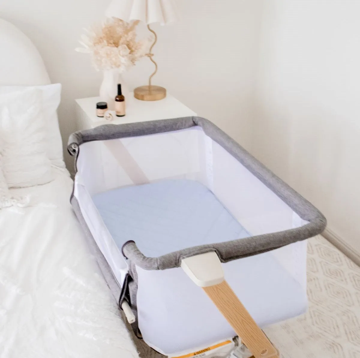 Bambella Co-Sleeper Fitted Waterproof Sheet | Dusty Blue