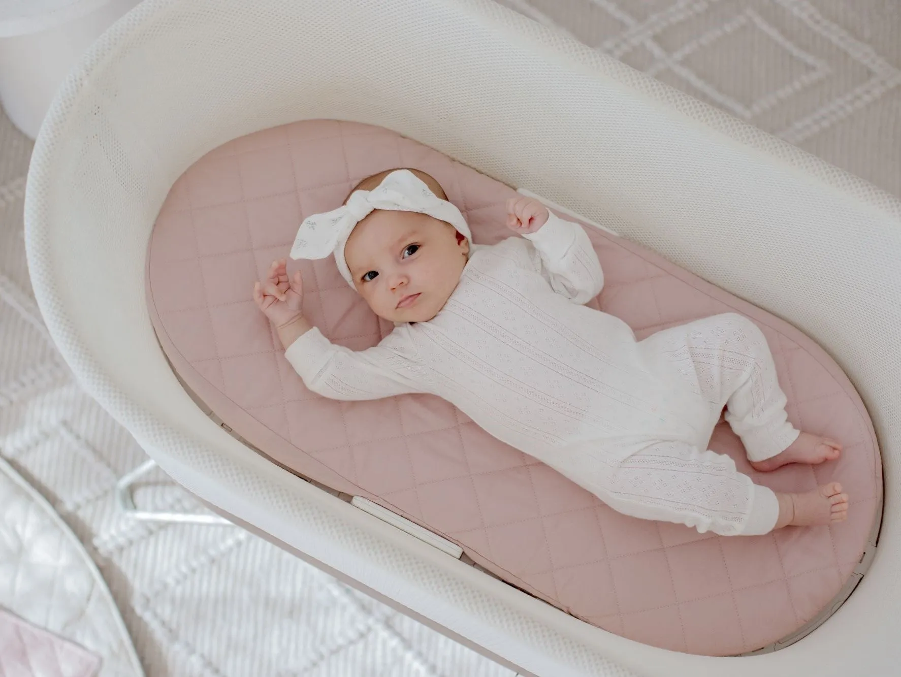 Bambella Waterproof Moses Bassinet Sheet | Lullaby Pink