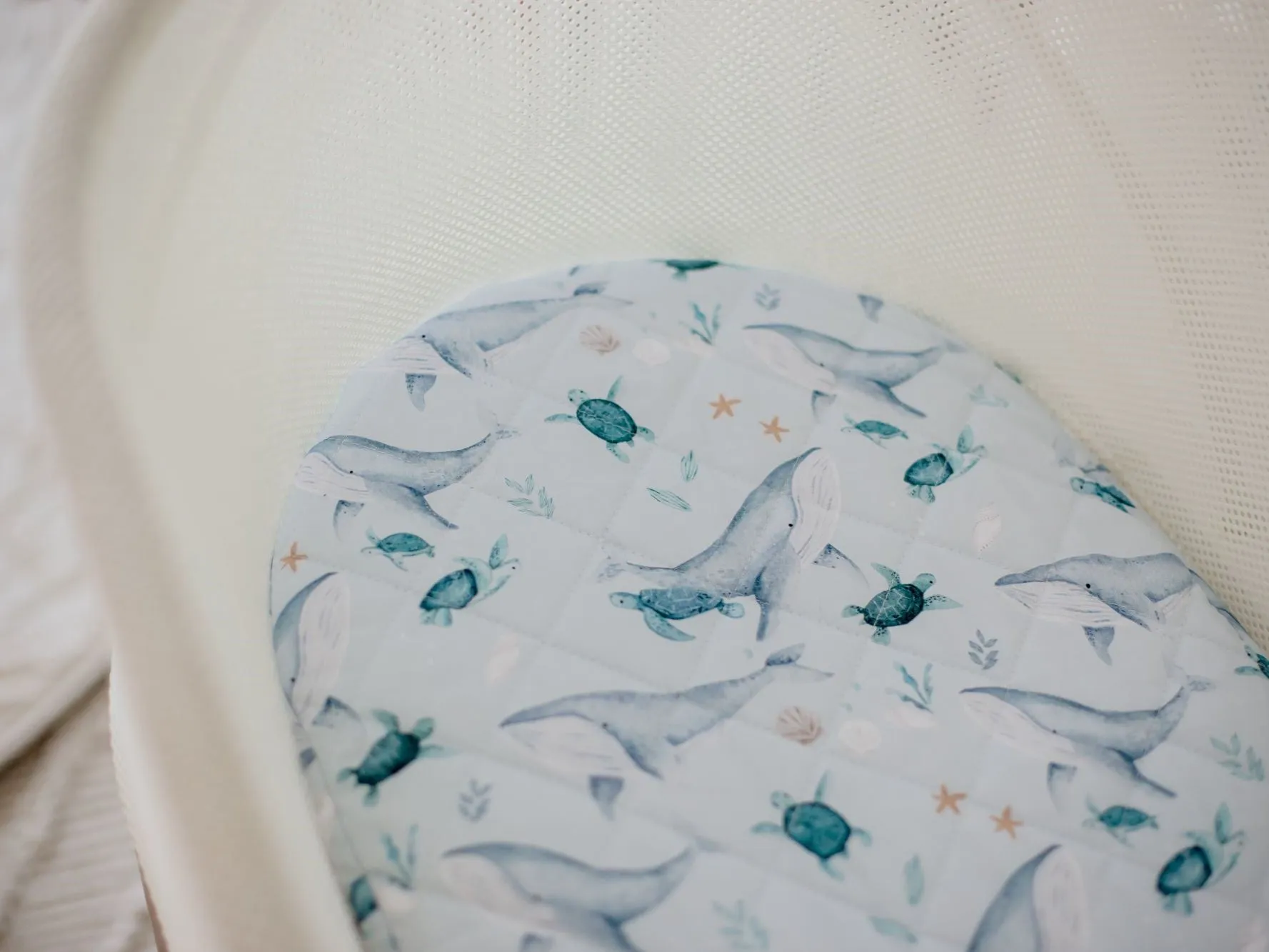 Bambella Waterproof Moses Bassinet Sheet |Turtle Bay