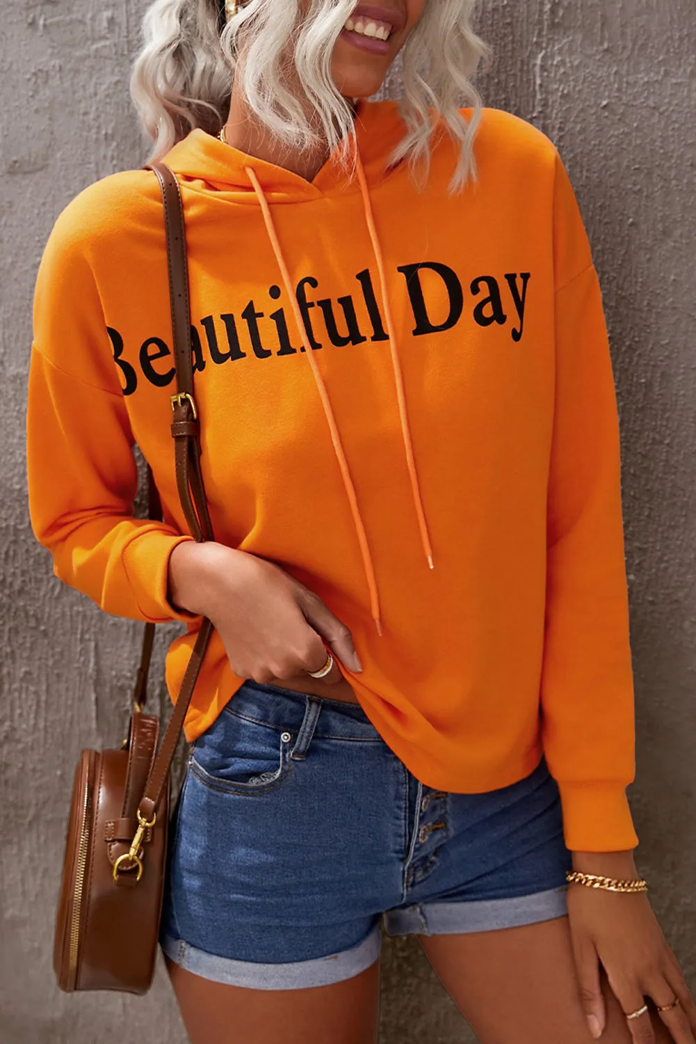 Beautiful Day Letters Graphic Hoodie