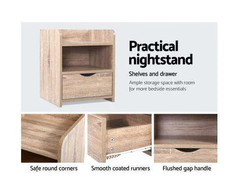 Bedside Table Drawer - Oak Brown
