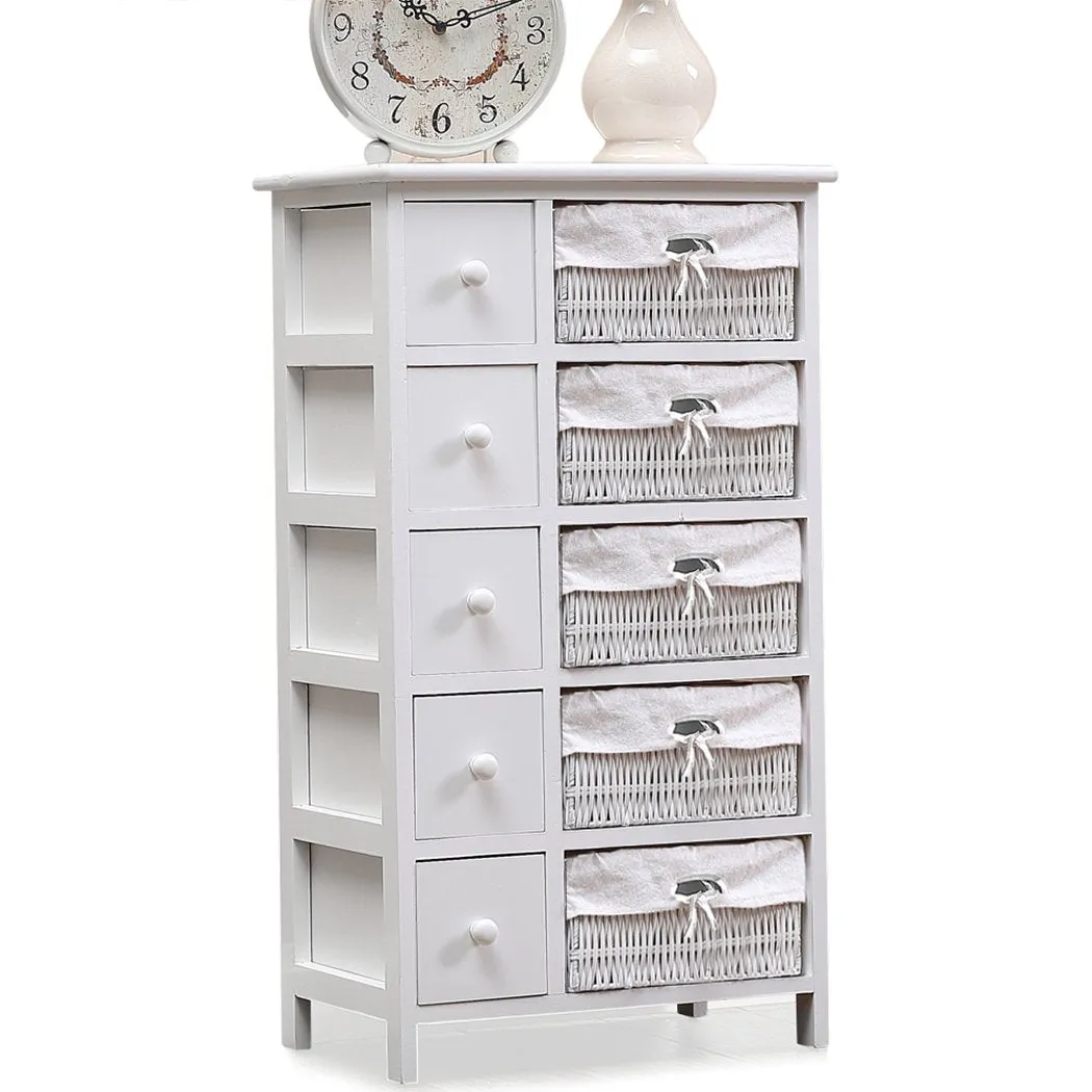 Bedside Tables Chest of 5 Drawers Wood Storage Cabinet Bedroom Furniture
