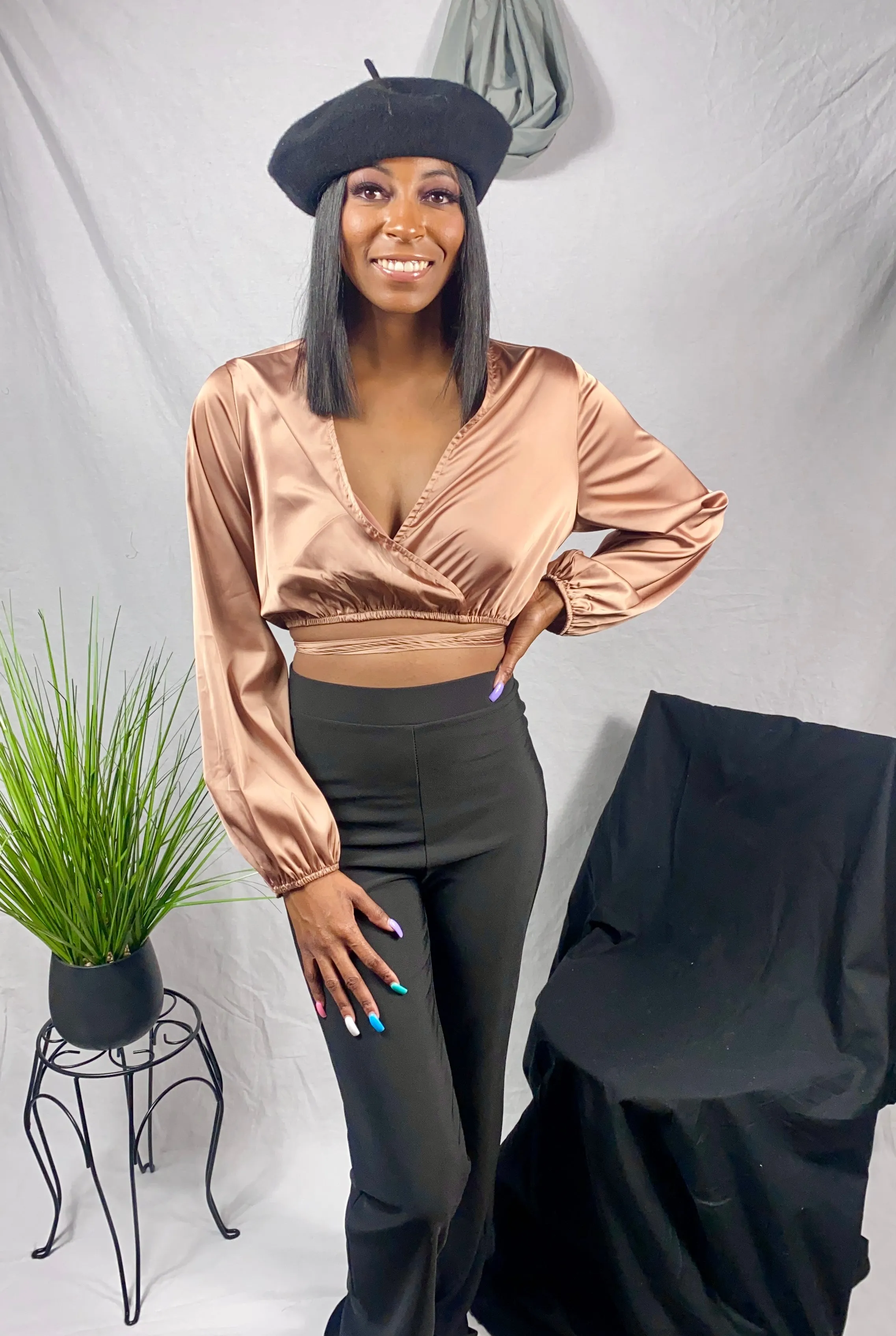 Bishop-Sleve Wrap Around Top