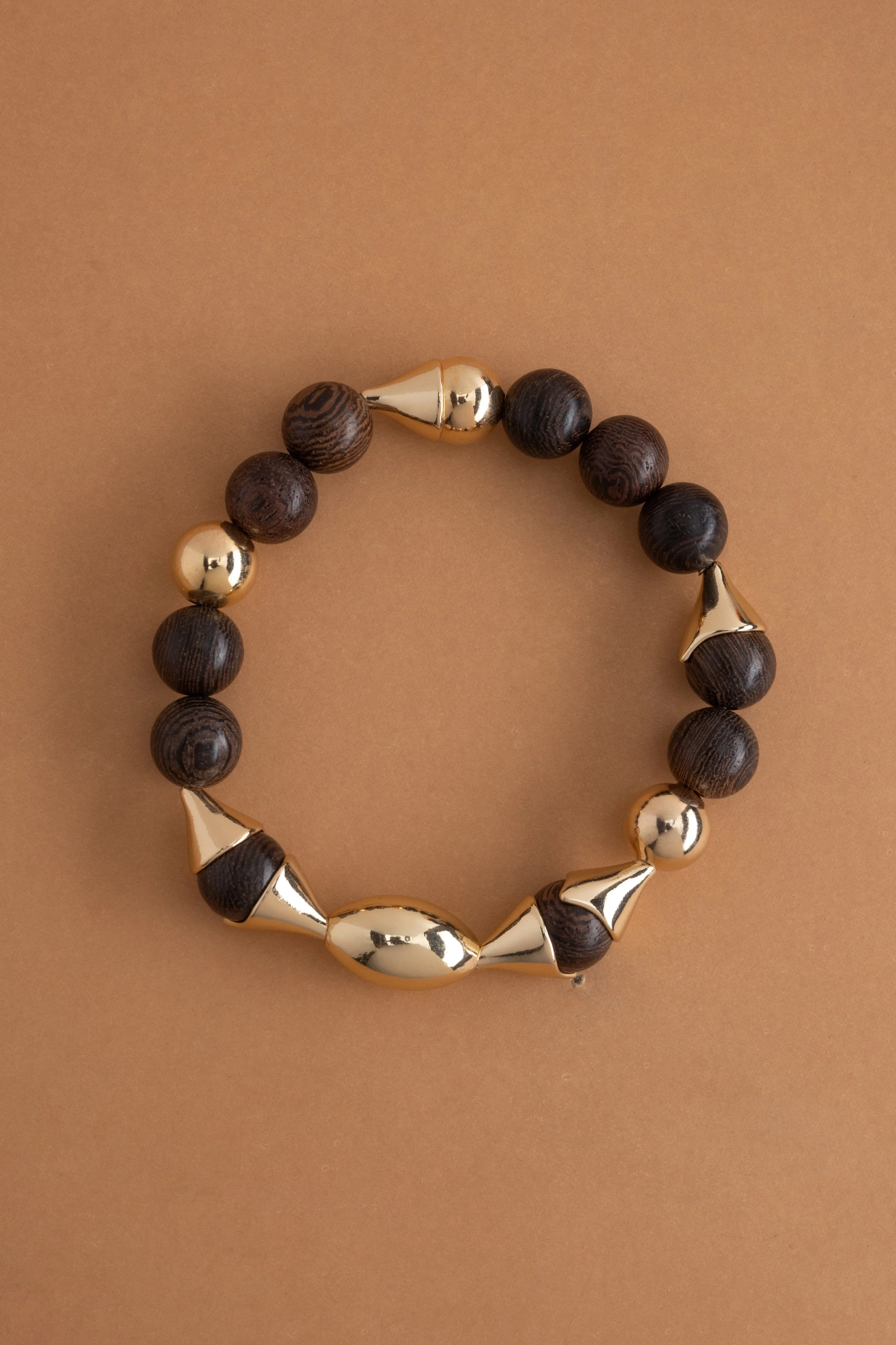 Black Gold Bead Stretchy Bracelet
