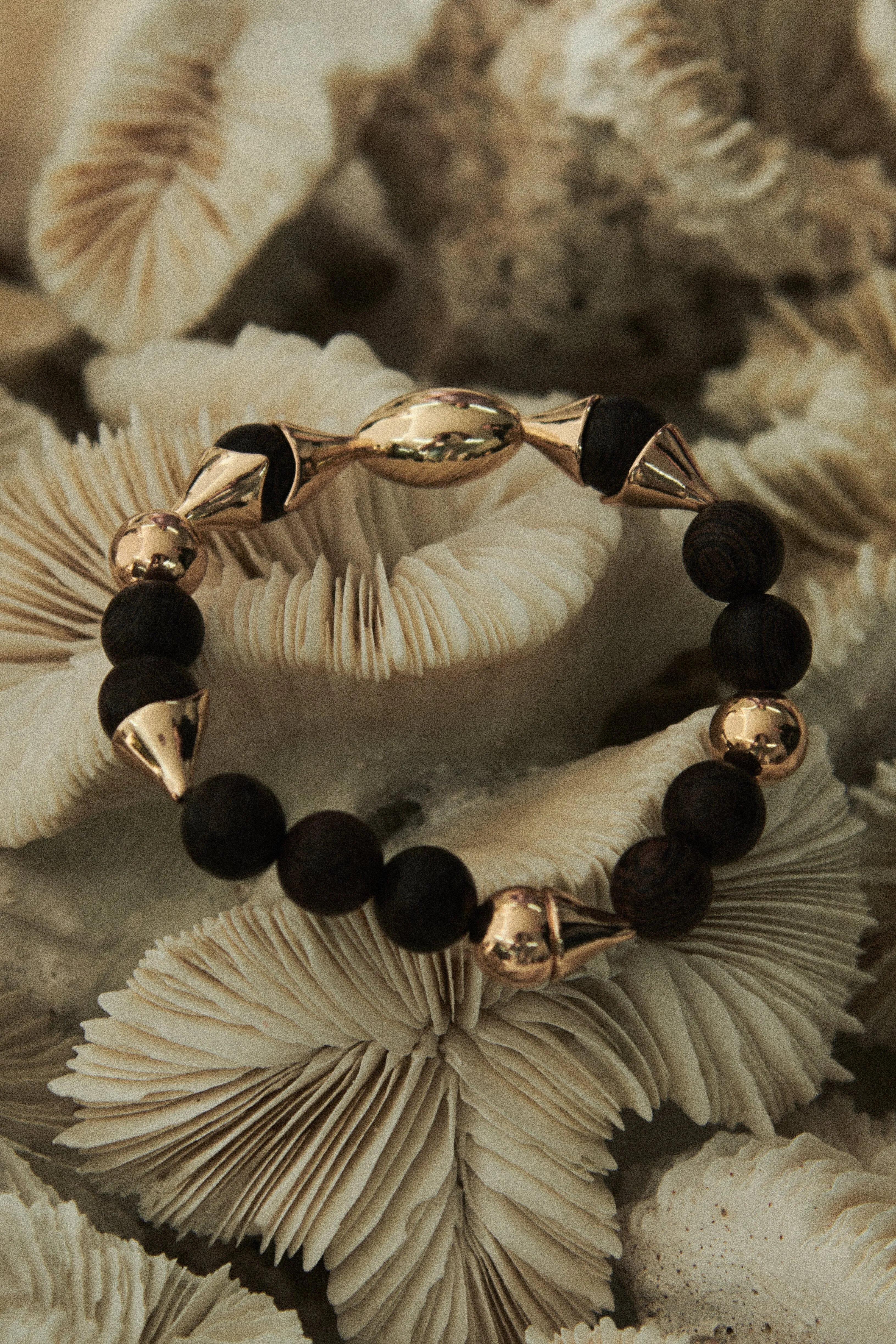Black Gold Bead Stretchy Bracelet