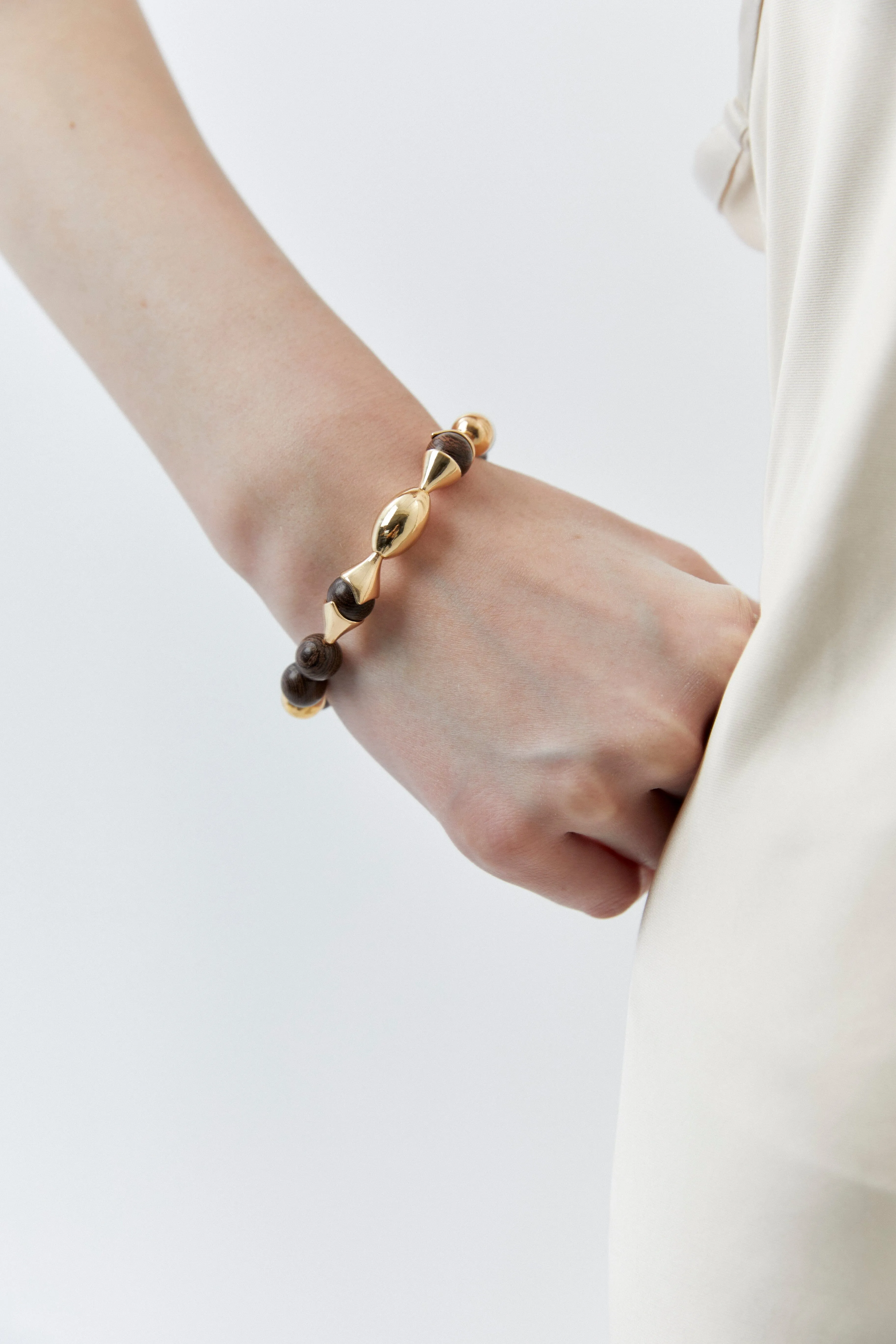 Black Gold Bead Stretchy Bracelet