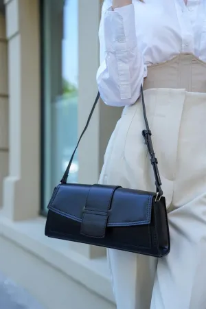 Black Rectangular Clamshell Bag