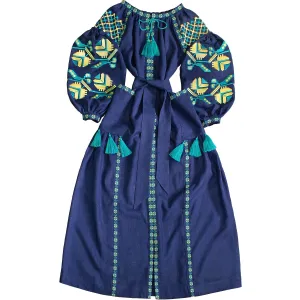 Boho style kaftan with embroidery