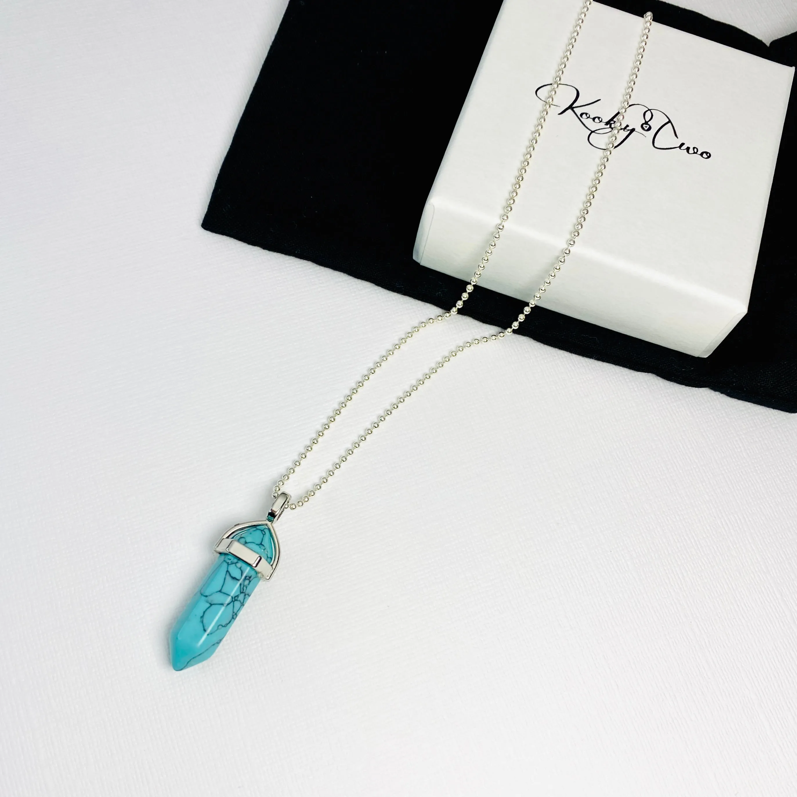 BOHO | Turquoise Howlite Point Necklace Sterling Silver