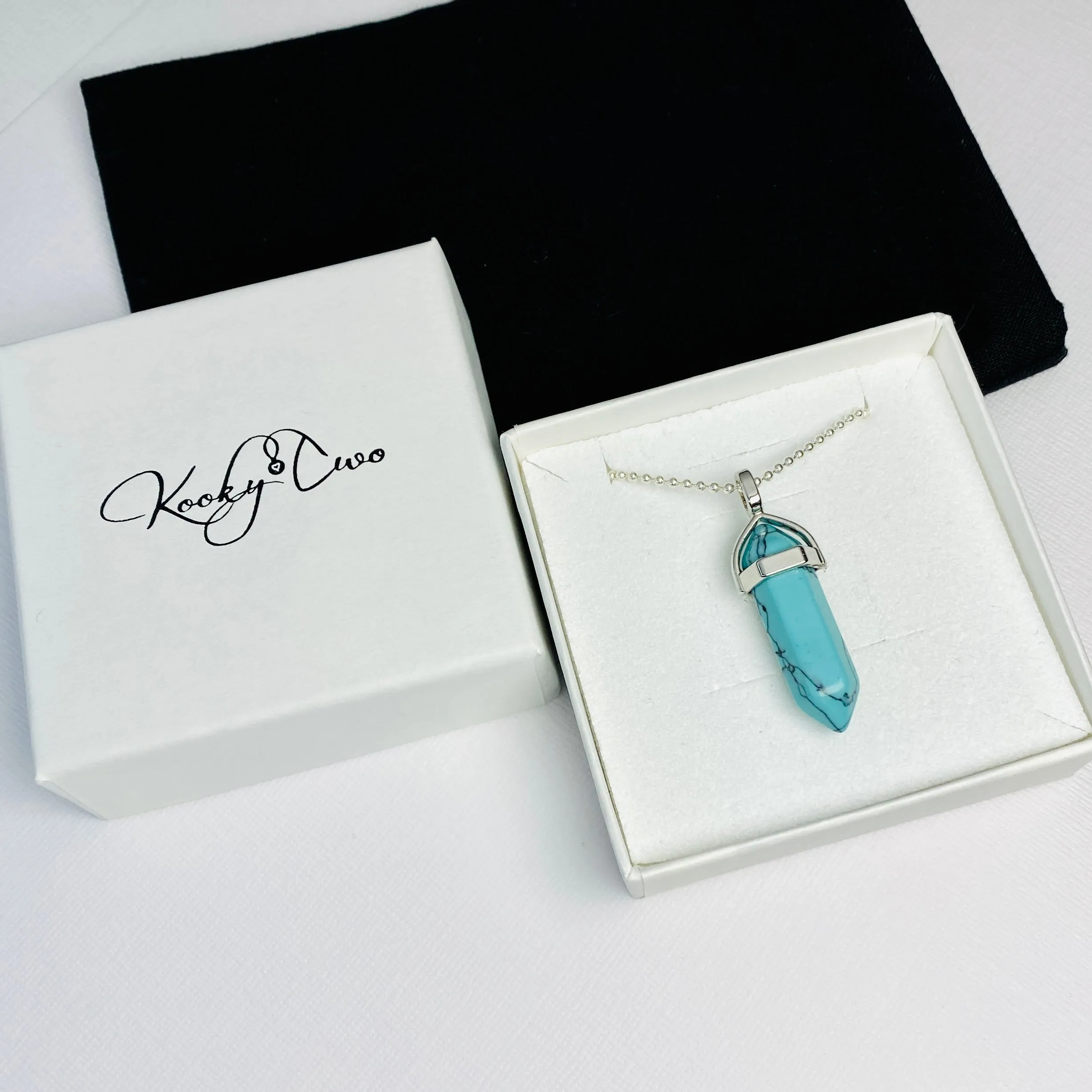 BOHO | Turquoise Howlite Point Necklace Sterling Silver