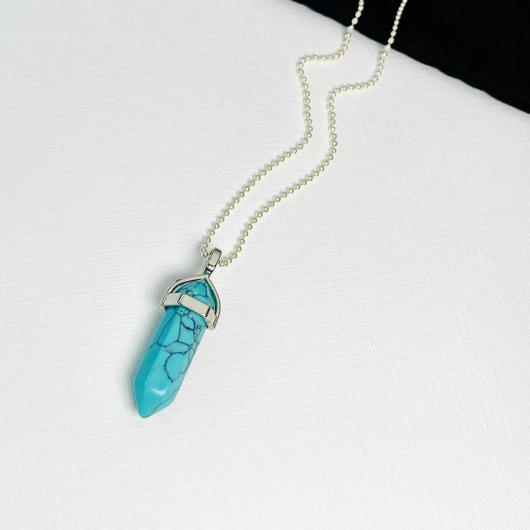 BOHO | Turquoise Howlite Point Necklace Sterling Silver