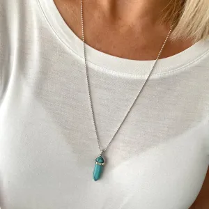 BOHO | Turquoise Howlite Point Necklace Sterling Silver