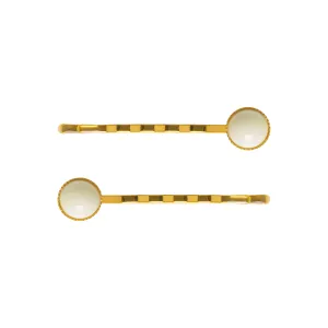 Cabochon Ivory Hair Slide Set