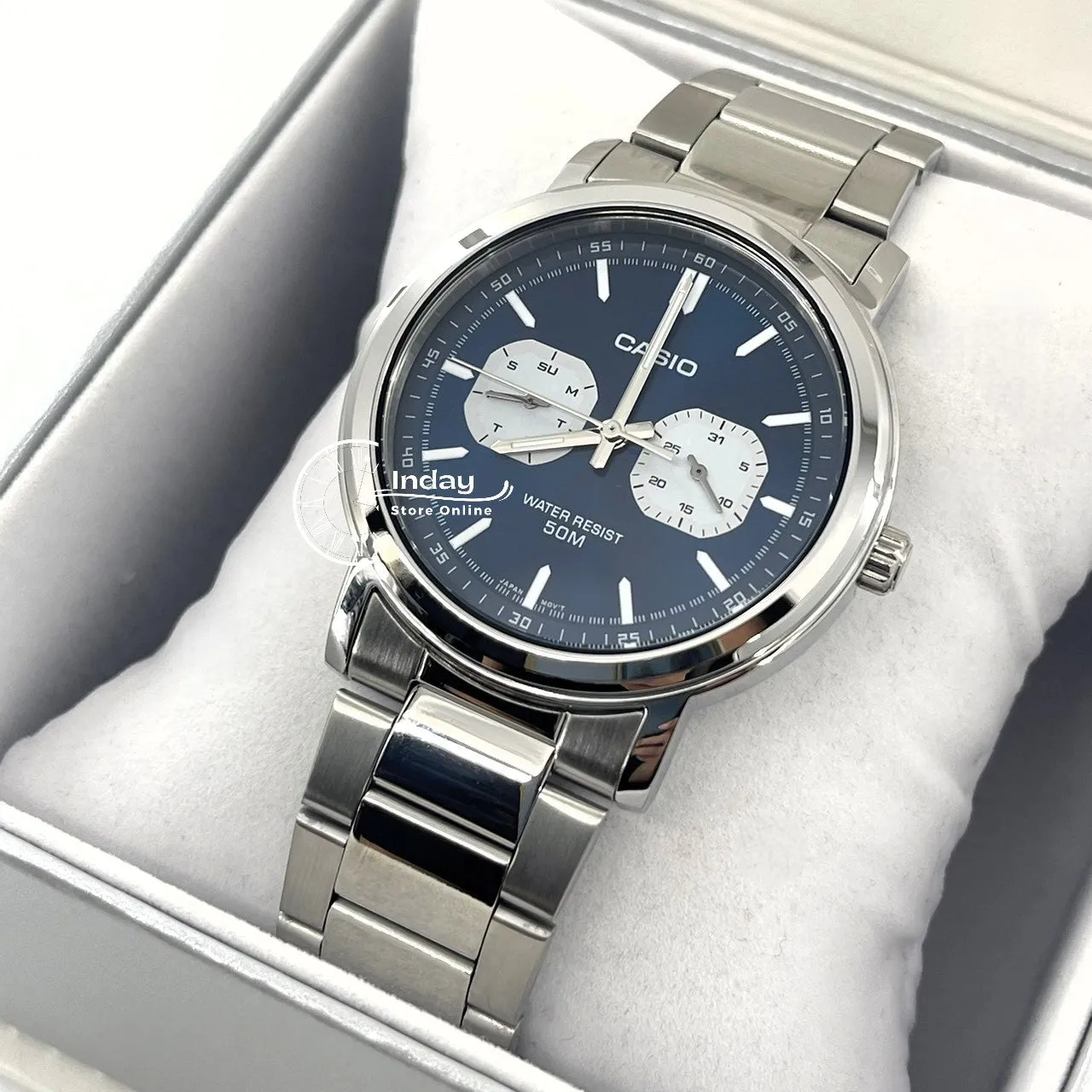 Casio Men's Watch MTP-E335D-2E1 Stainless Steel Band Mineral Glass
