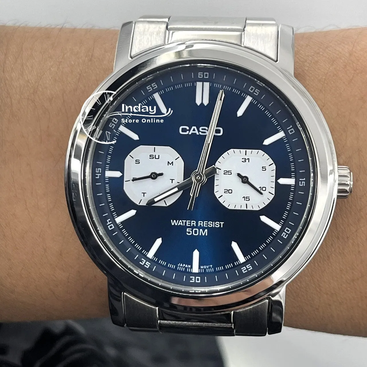 Casio Men's Watch MTP-E335D-2E1 Stainless Steel Band Mineral Glass