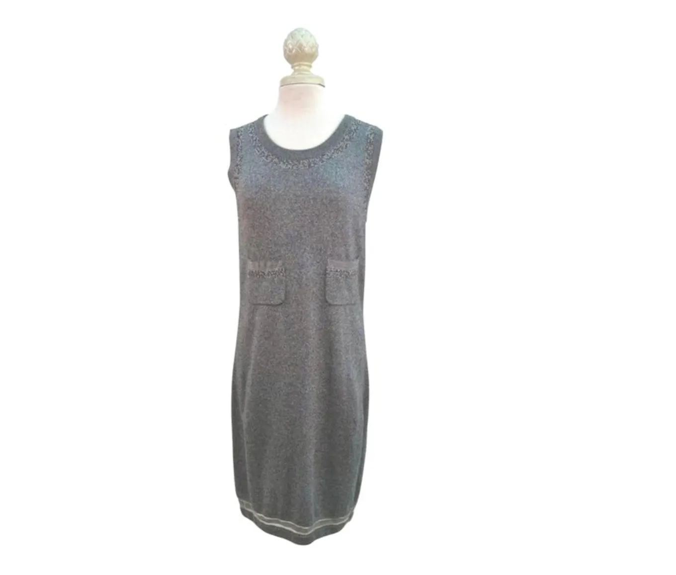 Chanel Sleeveless Bead Accent Slip on Dress