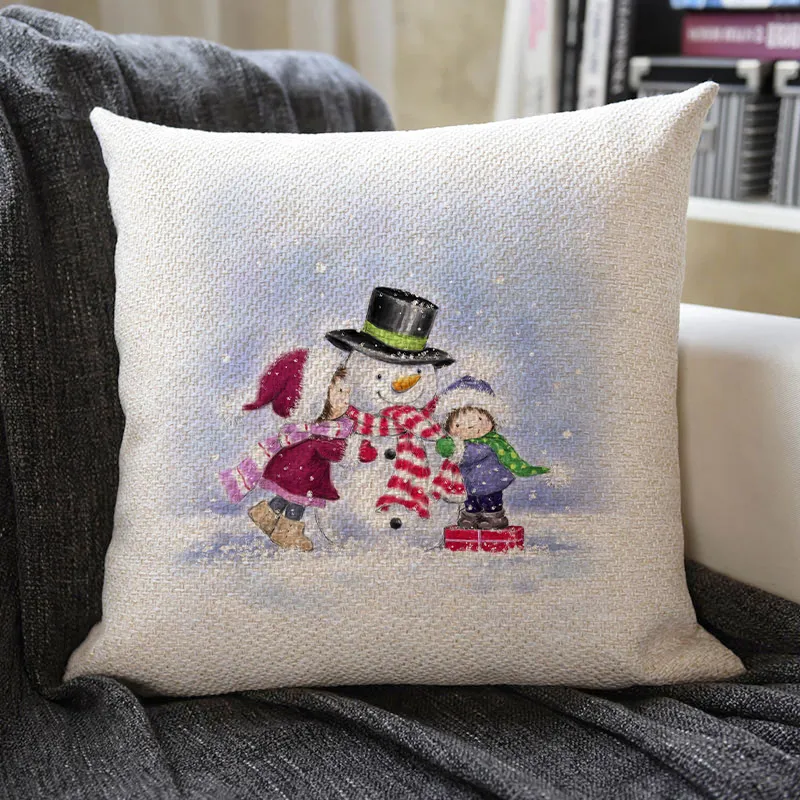 Christmas Themed Linen Pillowcase
