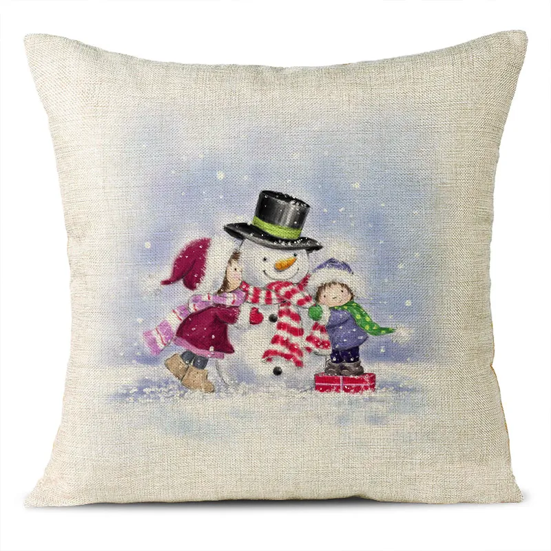 Christmas Themed Linen Pillowcase