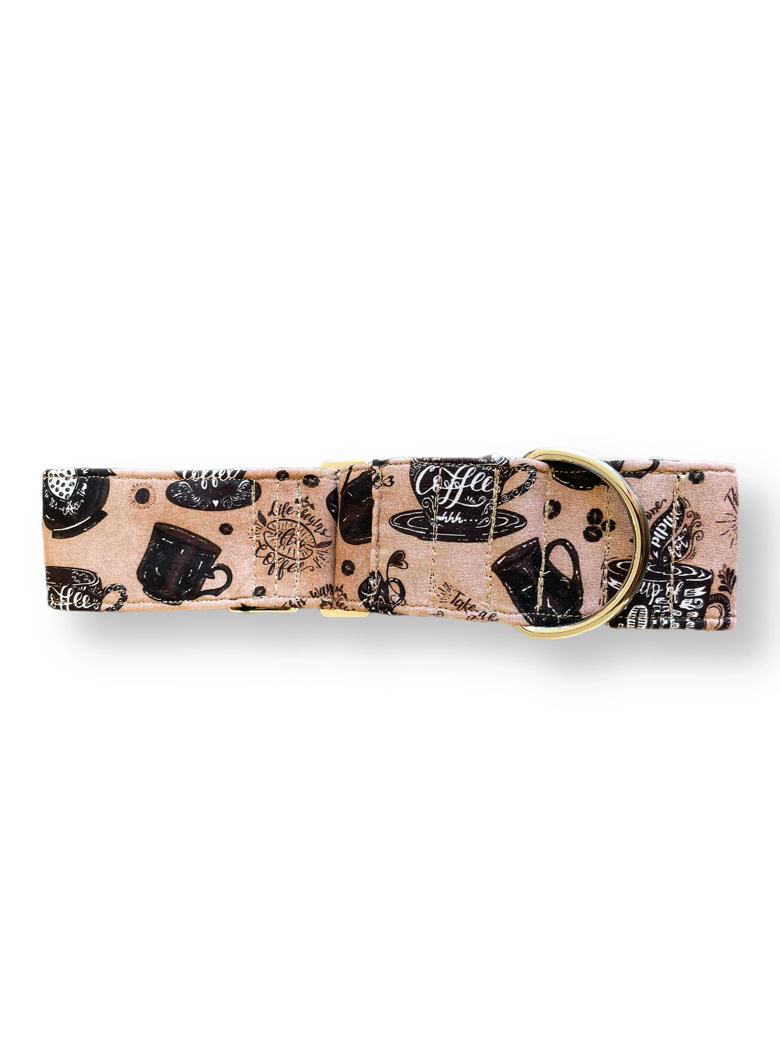 Coffee time greyhound 50mm wide Martingale collar cotton covered super soft