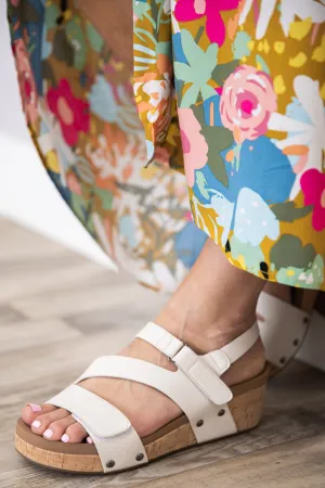 Corky's Rain Check Ivory Velcro Strap Wedges
