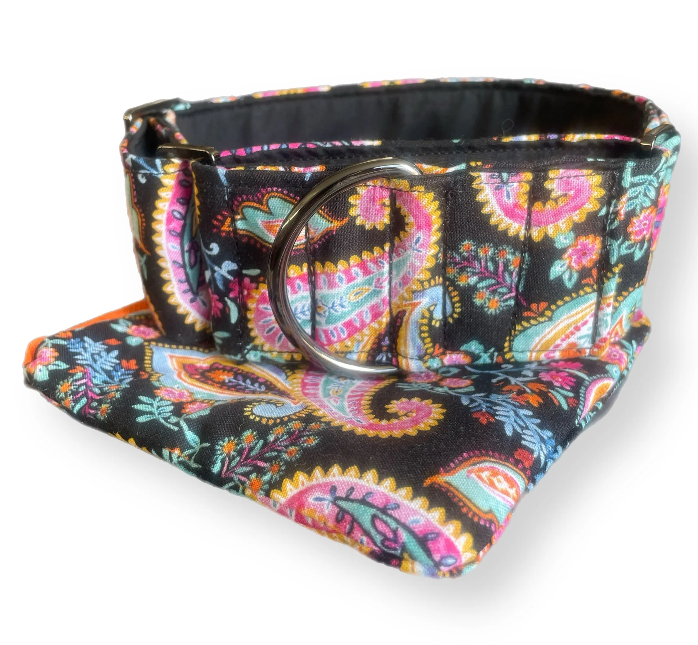 Cotton covered greyhound Martingale collar ‘Byron’ design 50mm width super soft