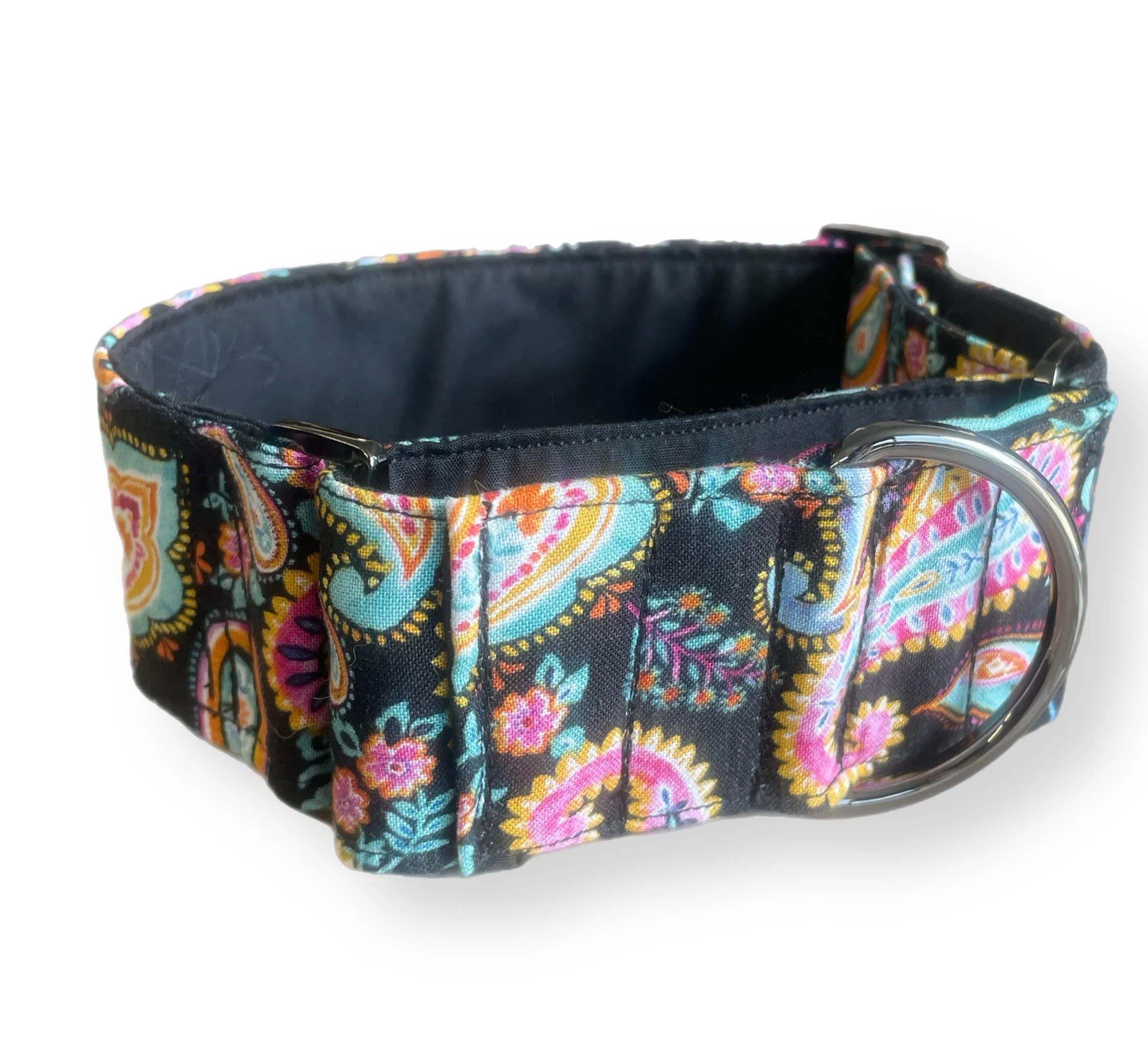 Cotton covered greyhound Martingale collar ‘Byron’ design 50mm width super soft