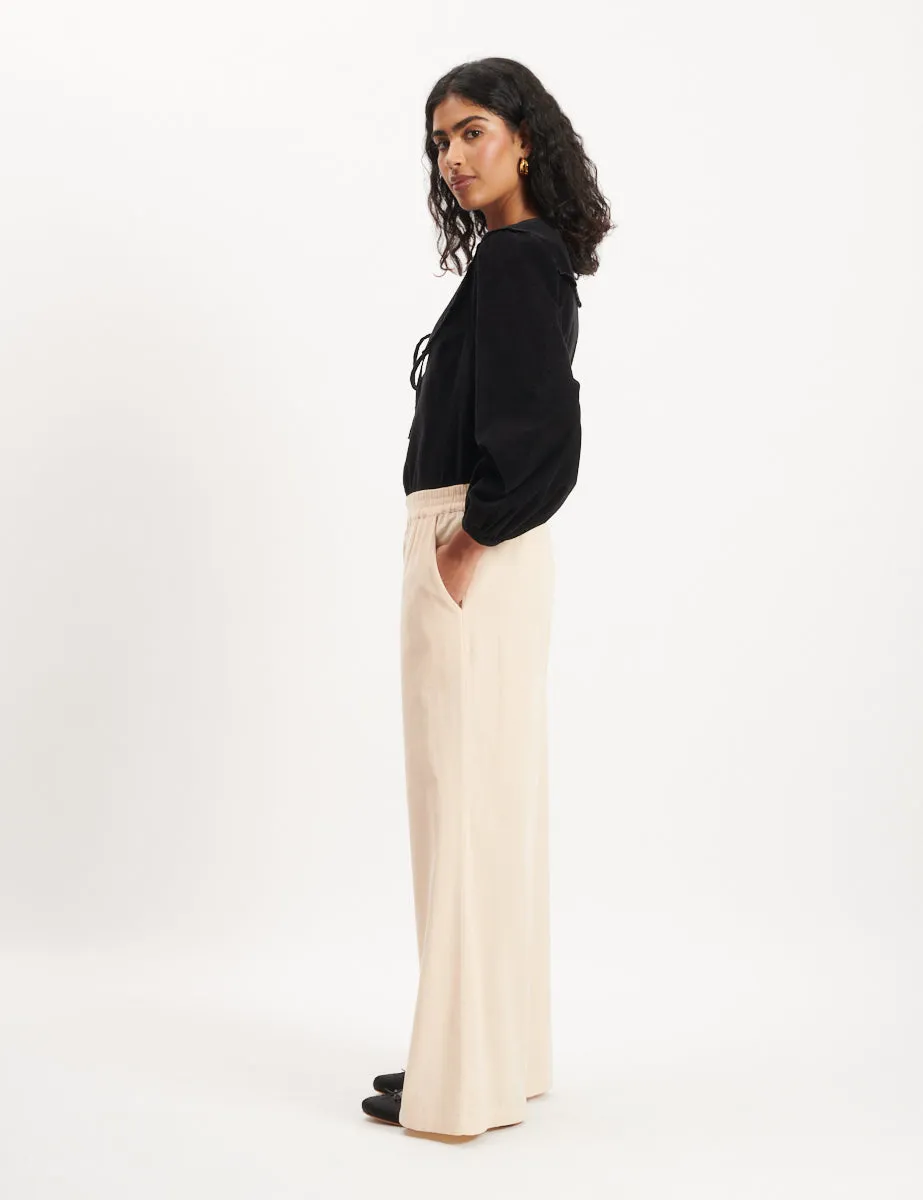 Cream Cord Wide Leg Trousers