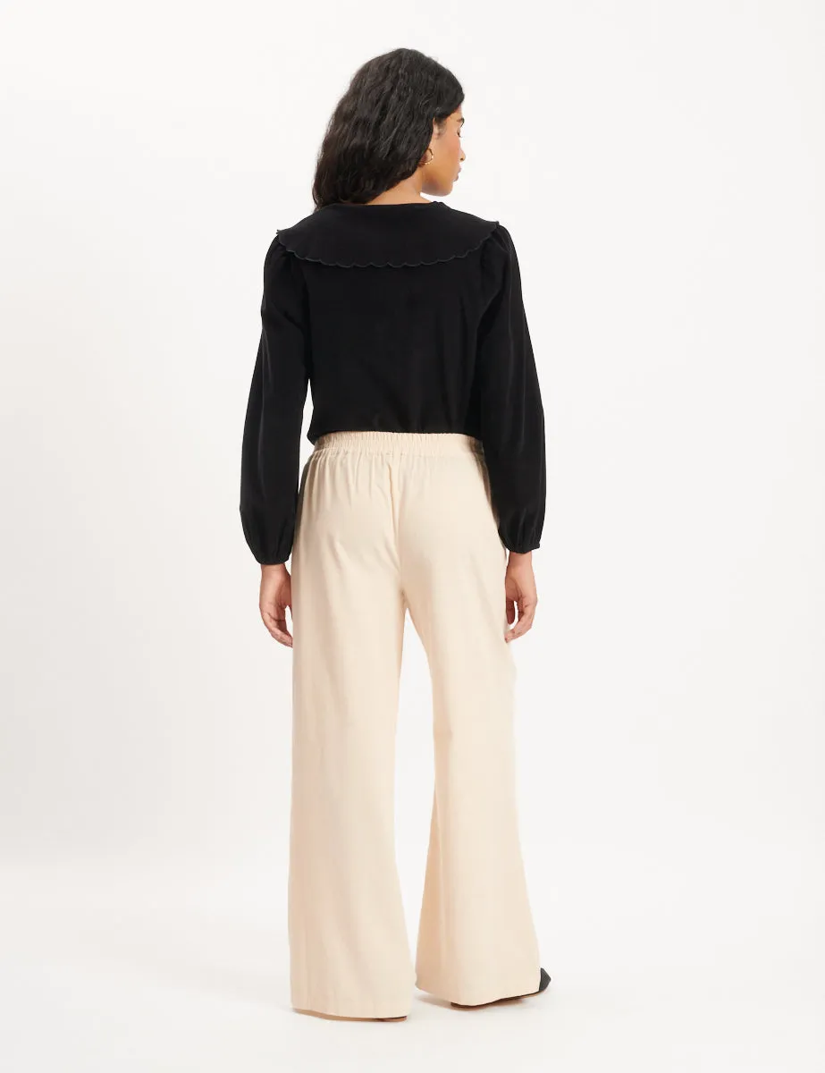 Cream Cord Wide Leg Trousers