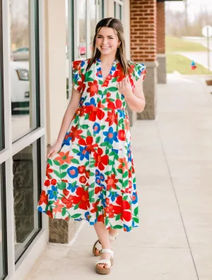 Cruising the Seven Seas Midi Dress in White