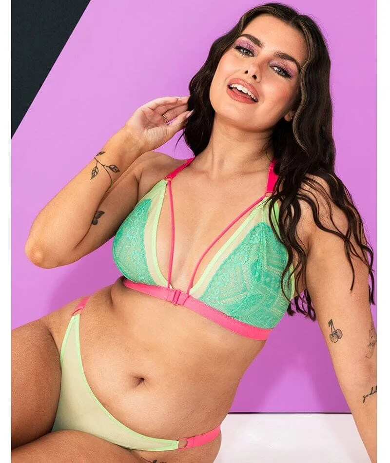 Curvy Kate Front and Centre Brazilian Brief - Mint/Pink Green