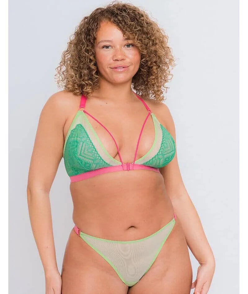 Curvy Kate Front and Centre Brazilian Brief - Mint/Pink Green