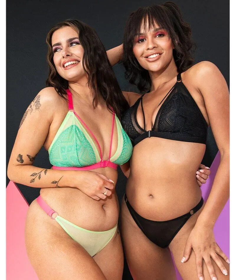Curvy Kate Front and Centre Brazilian Brief - Mint/Pink Green