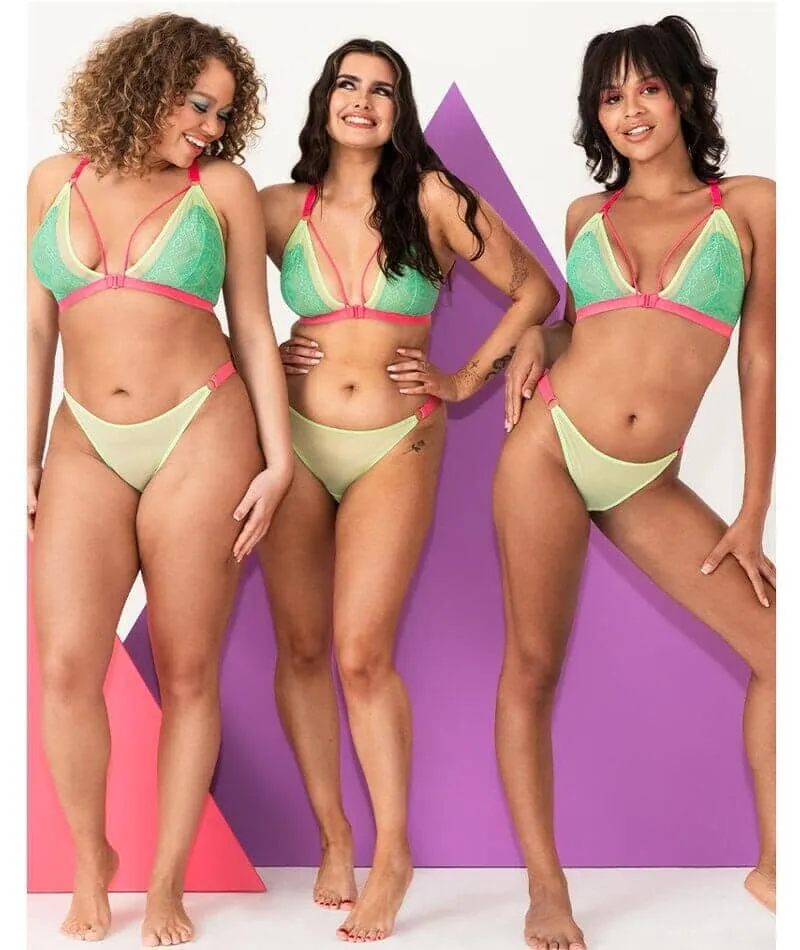 Curvy Kate Front and Centre Brazilian Brief - Mint/Pink Green