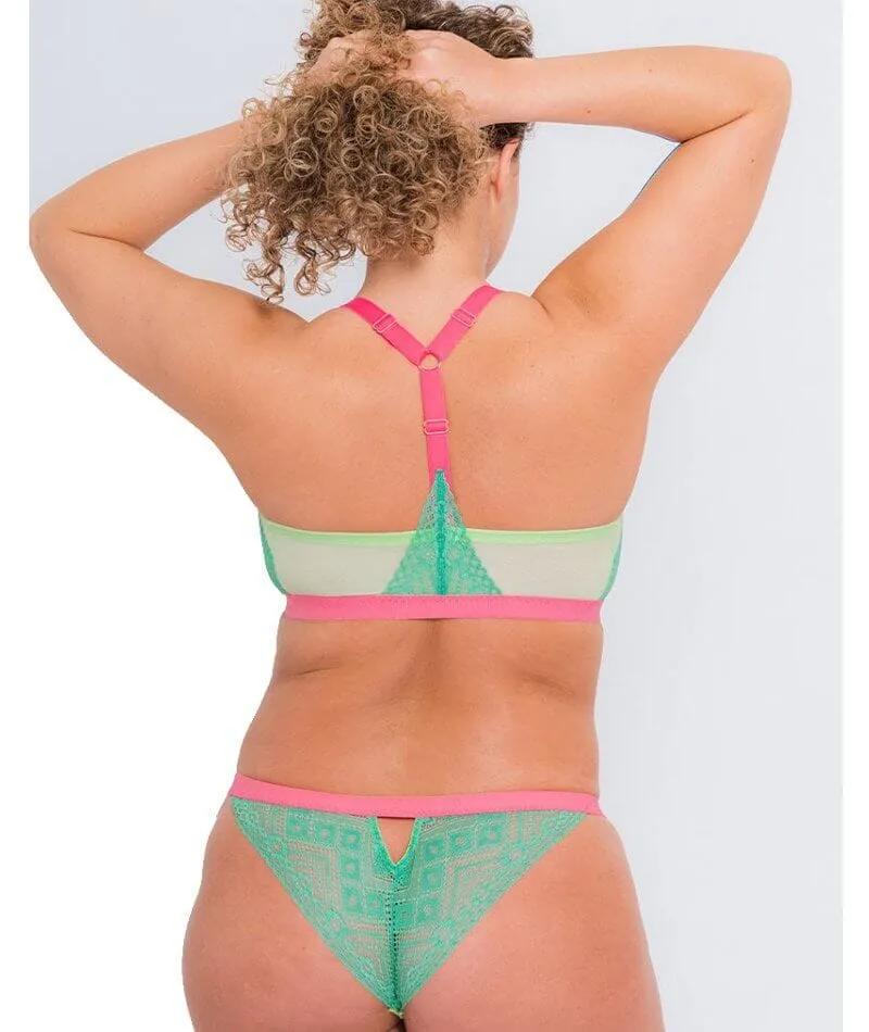 Curvy Kate Front and Centre Brazilian Brief - Mint/Pink Green