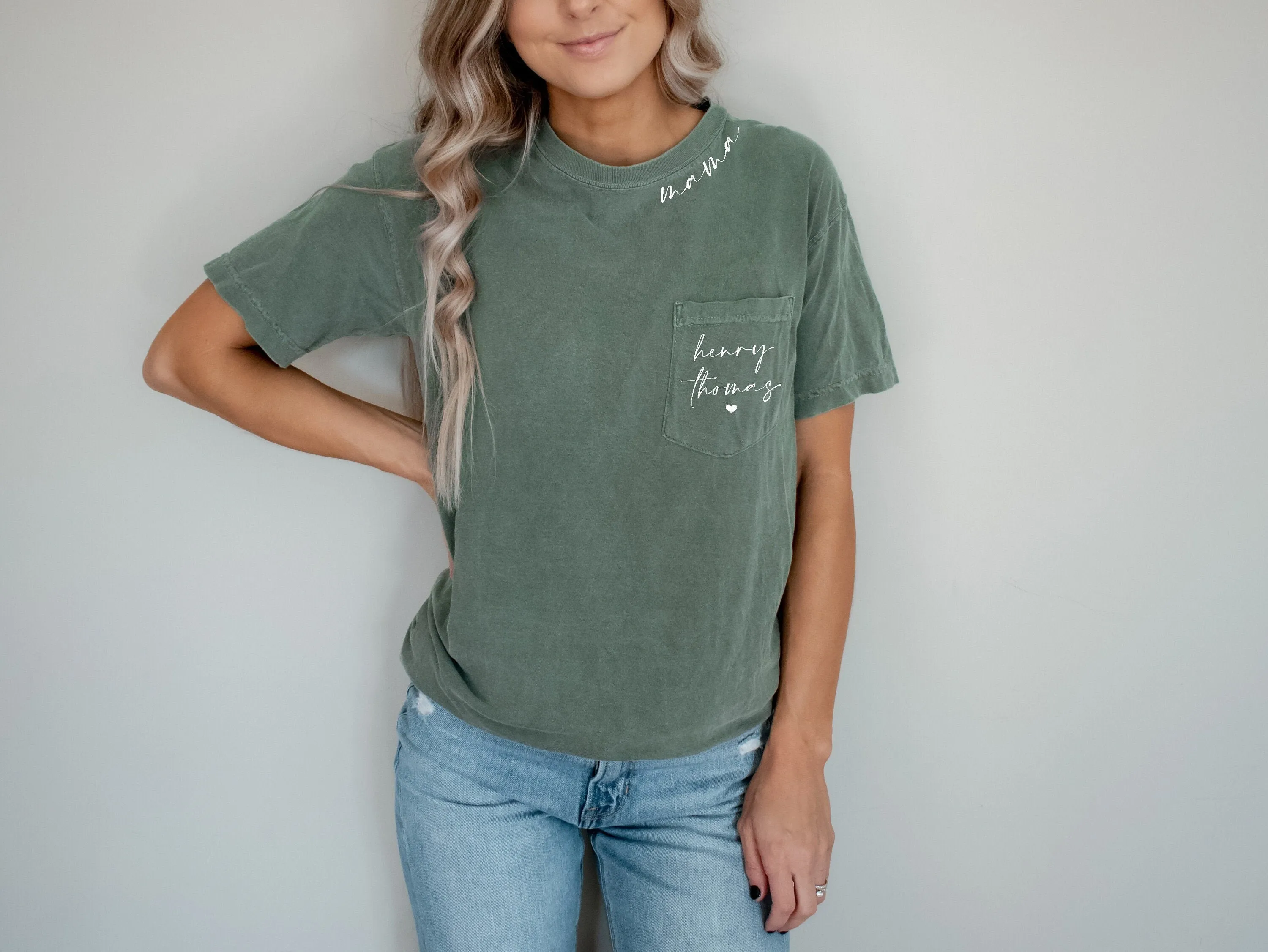 Custom Mama Collar Pocket T-Shirt
