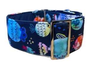 Cute puffer fish greyhound Martingale collar cotton covered 50mm width super soft