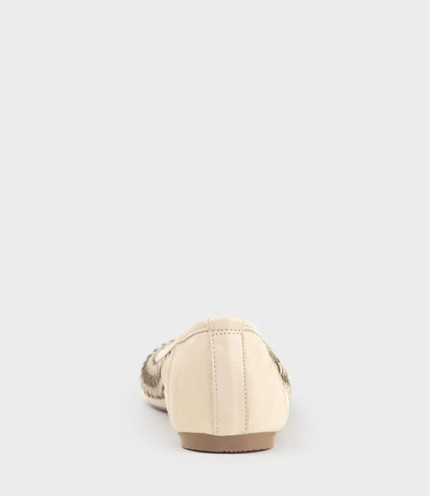 EMINA Woven Detail Ballet in Beige