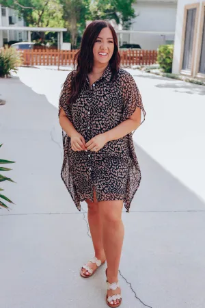Ezra Sheer Leopard Dress - Black