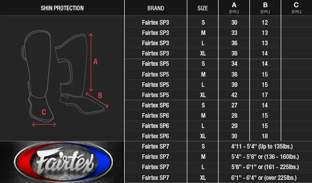 Fairtex SP3 Pro Style Double Padded In-Step Shin Guards