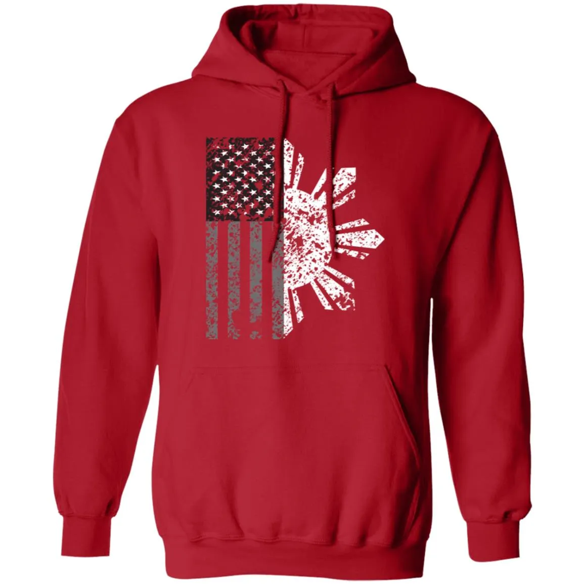 Filipino Sun with American Flag BW Unisex Pullover Hoodie