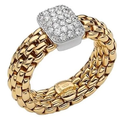 FOPE 'Vendome' Diamond Gold Stretchy Fashion Ring