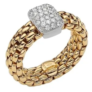 FOPE 'Vendome' Diamond Gold Stretchy Fashion Ring