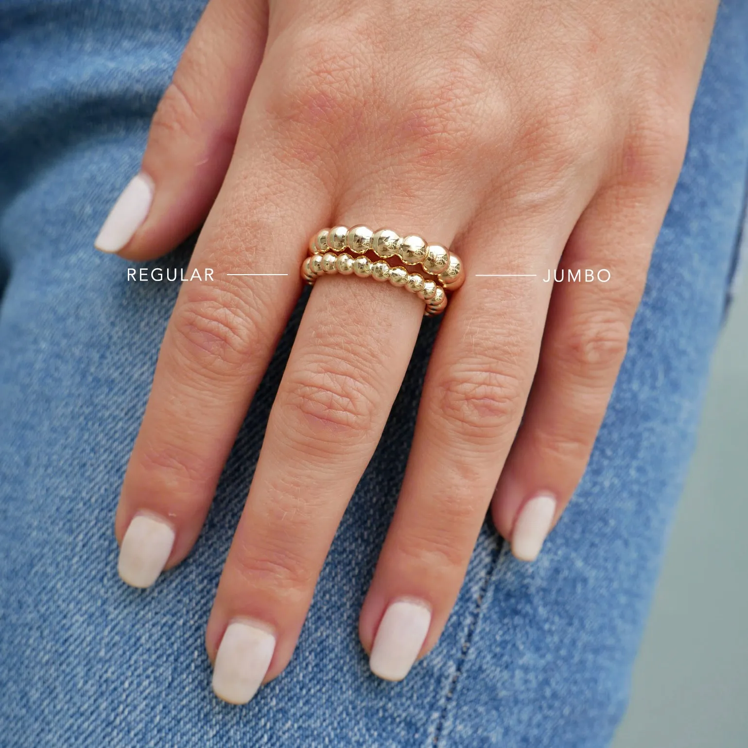 Gold Jumbo Ball Stack Ring