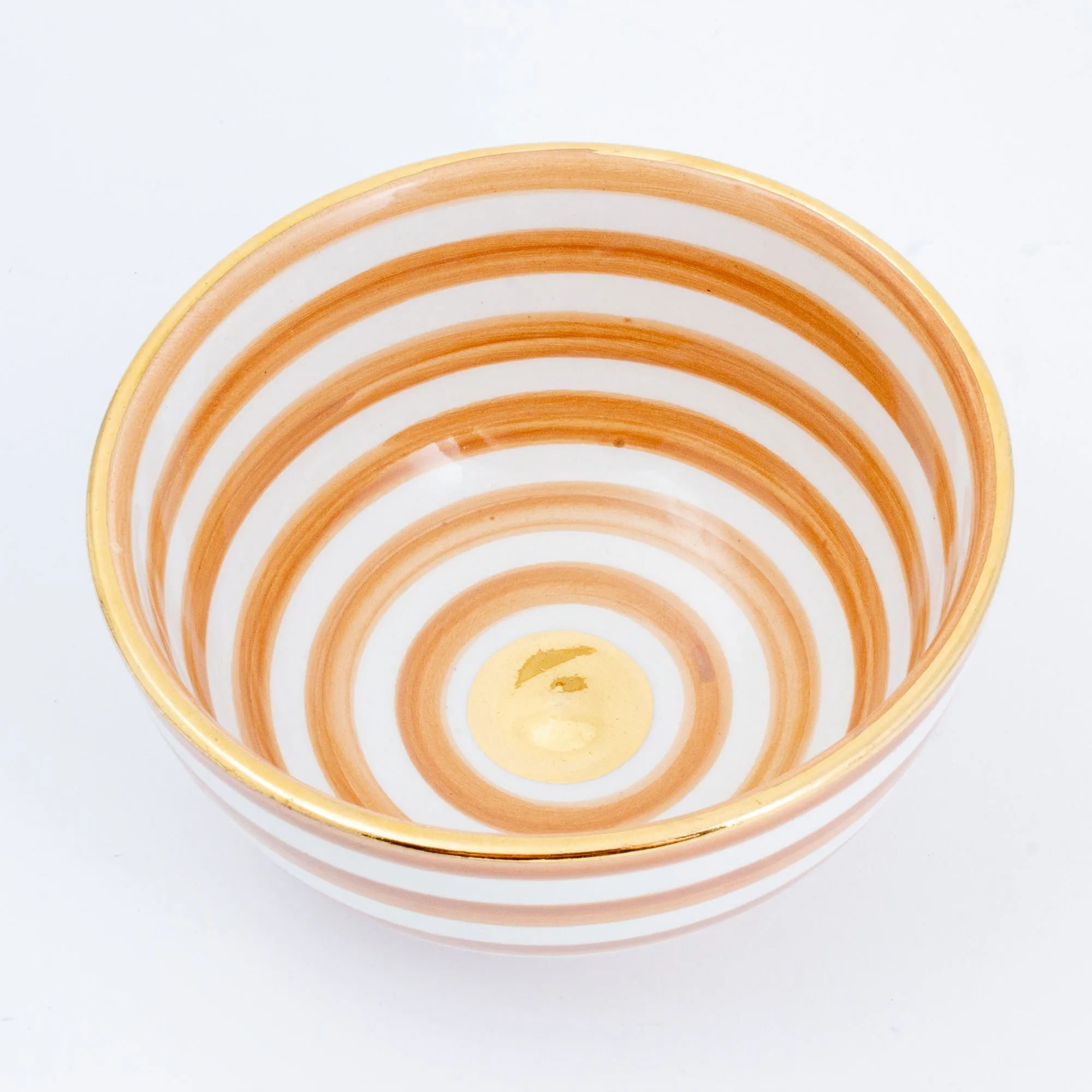 Handmade Nude Glazed Moroccan Bowl with 12K Gold Accents | Small