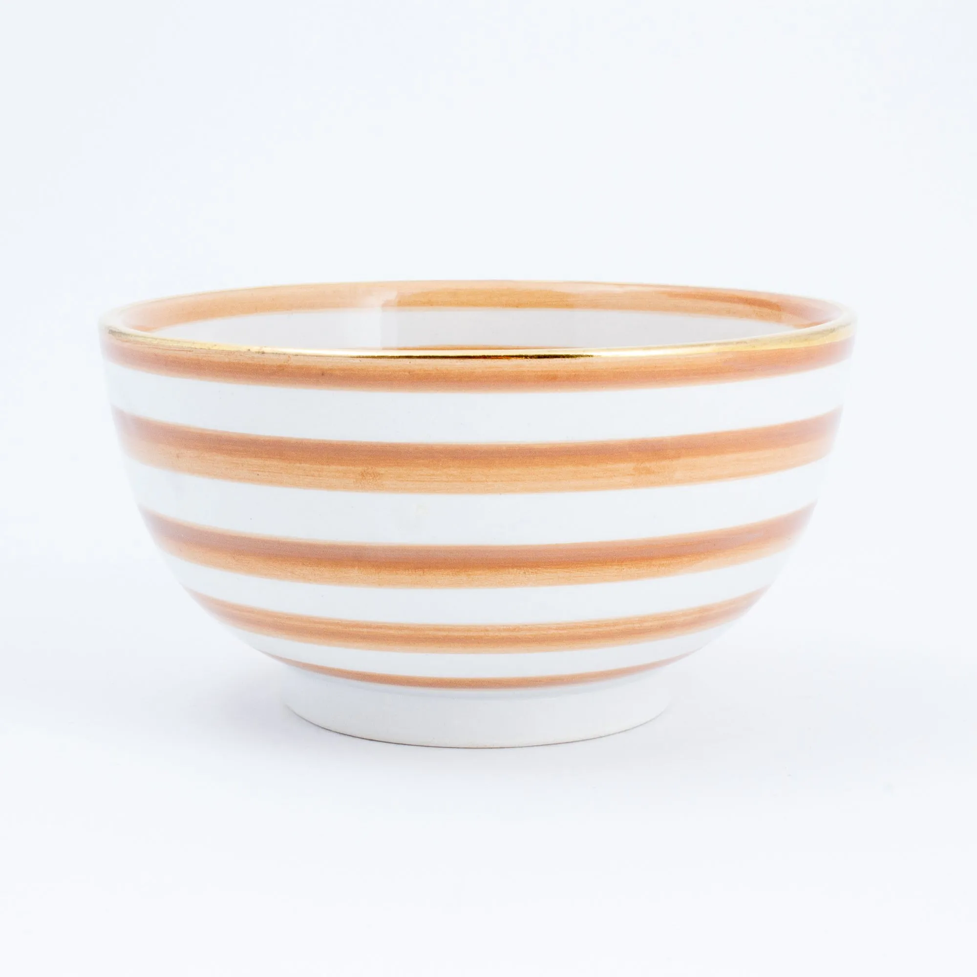 Handmade Nude Glazed Moroccan Bowl with 12K Gold Accents | Small