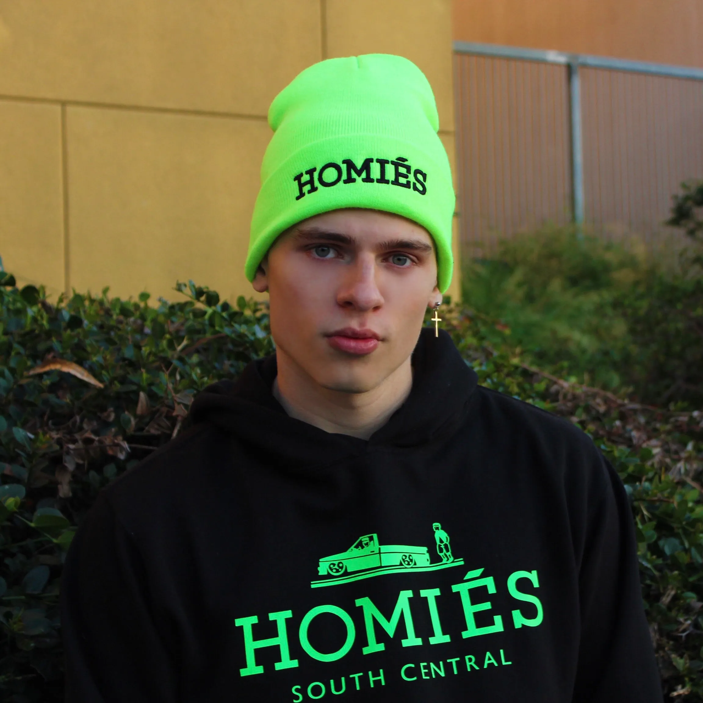 HOMIÉS NEON GREEN/BLACK BEANIE