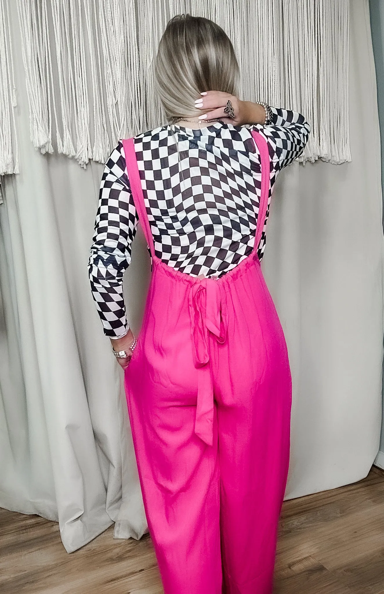 Hot Pink Emerson Suspender Jumpsuit